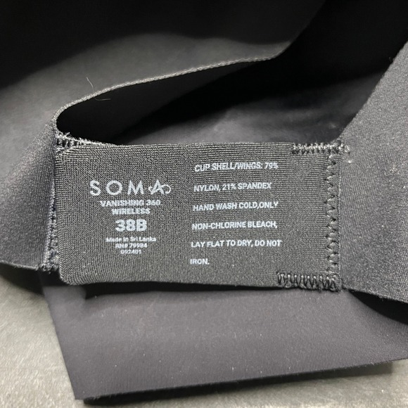 Soma Vanishing 360 Wireless Bra Black Size 38B Comfortable Everyday Support - Picture 4 of 4